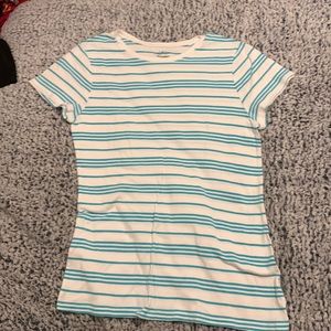 Old Navy striped top, white with turquoise stripes, size XL.